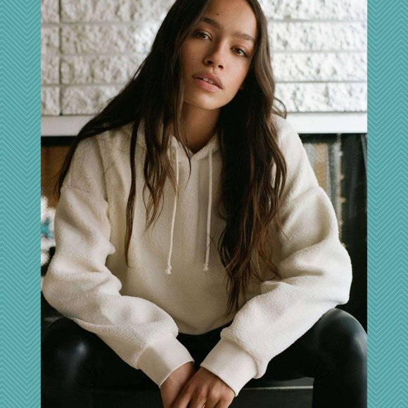 Sunday Best Ivory Teddy Fleece Pullover Lupa Hoodie - Picture 1 of 7